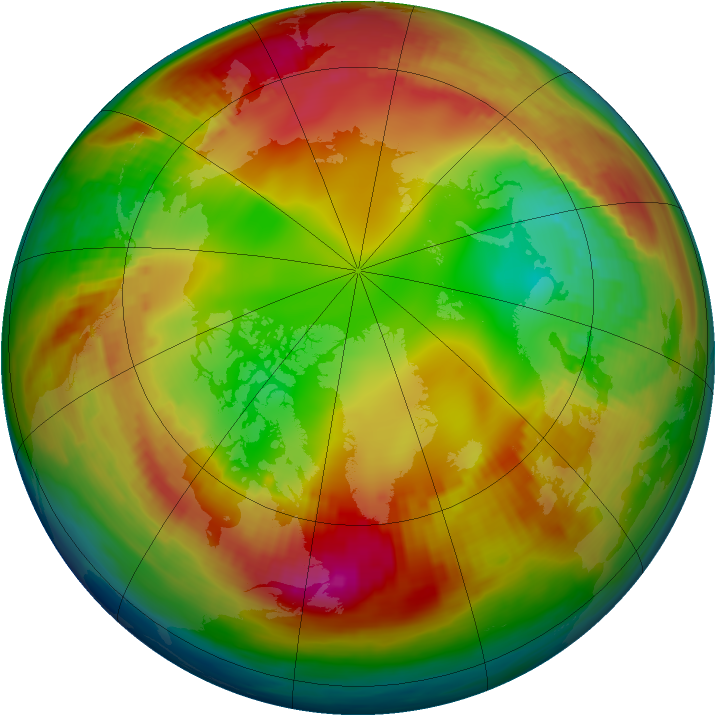 Arctic ozone map for 19 January 1982